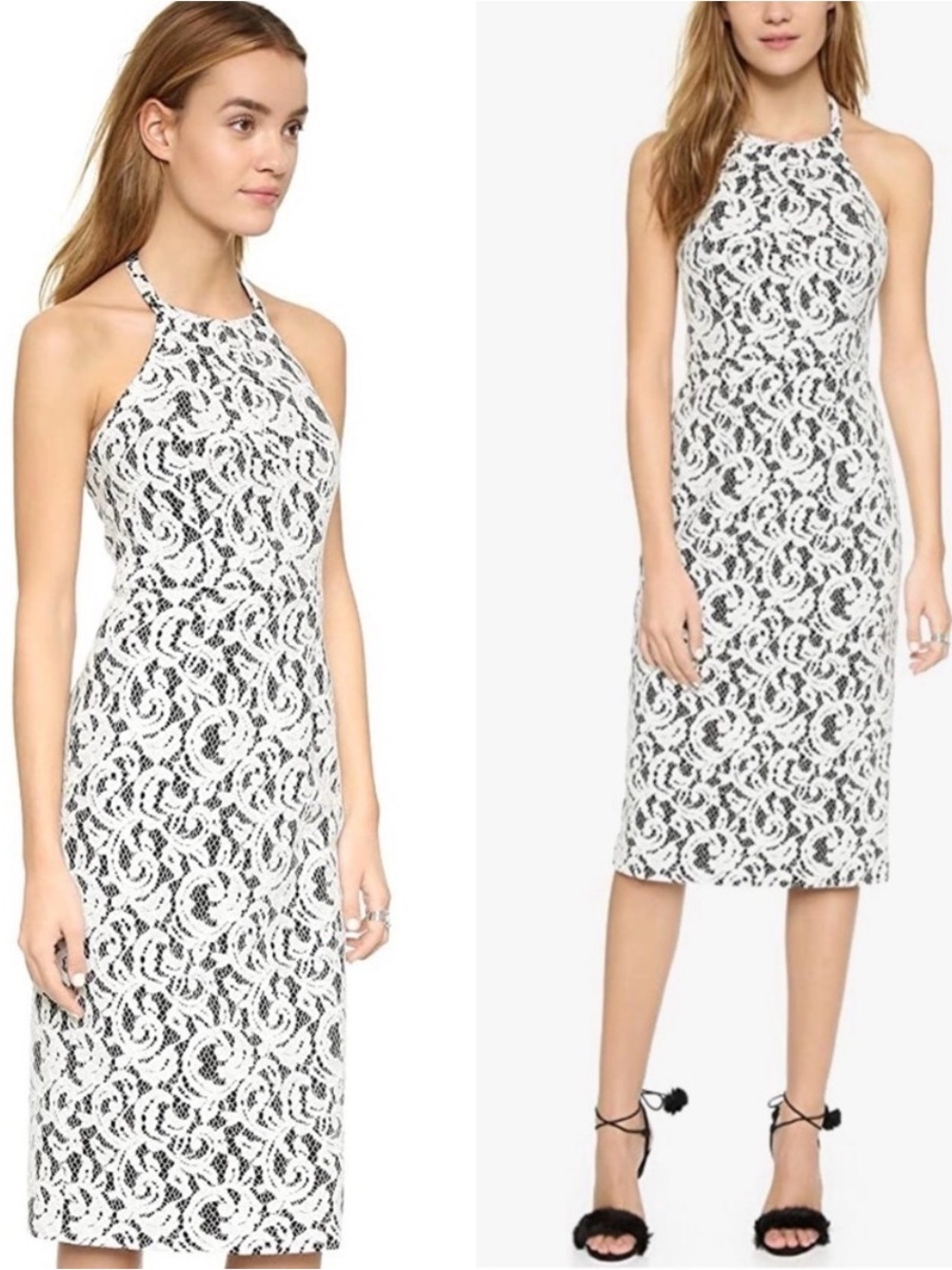 Shoshanna Uma Halter Lace Midi Dress